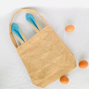 Burlap Easter Basket, Egg hunt Basket for kids, kids Easter basket, Blue